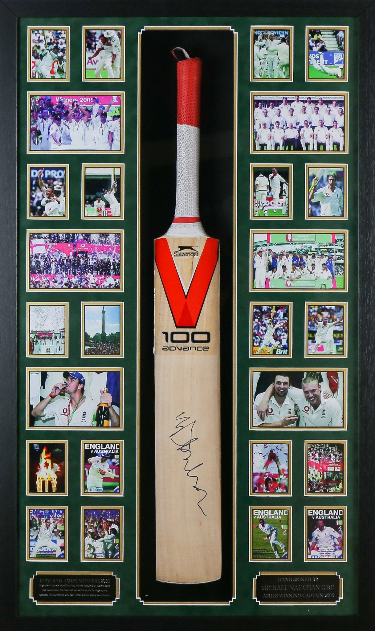 Michael Vaughan Signed Cricket Bat Display Framed - Memorabilia Framers Shop